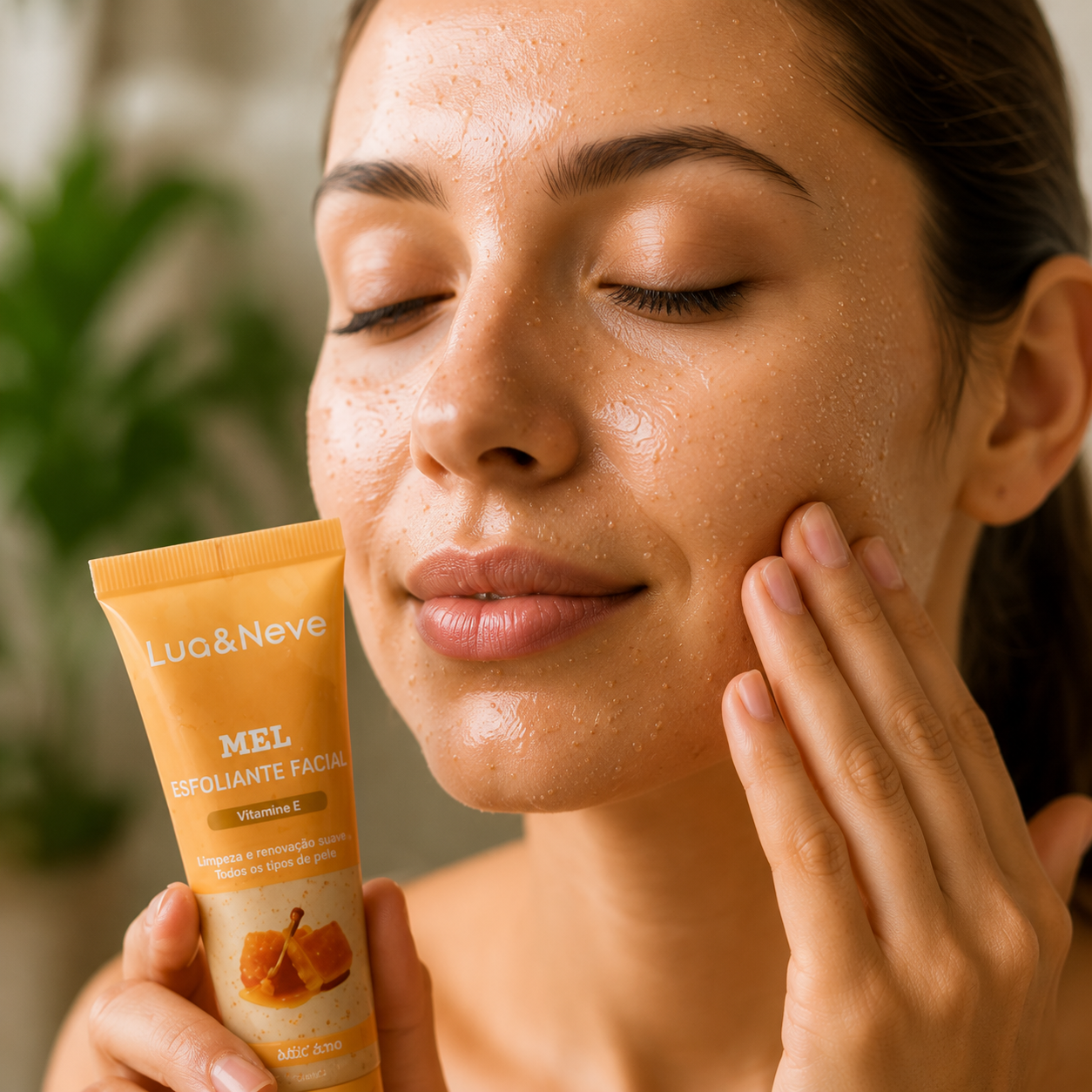 Esfoliante facial de mel depois